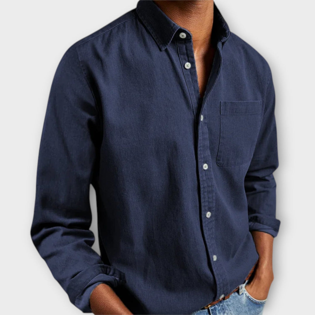 Handwerkliches Hemd Herren Elegant Baumwolle Casual