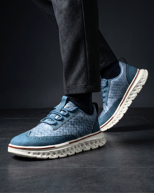 Geflochtene Leder Sneaker Herren Elegant Gepolstert