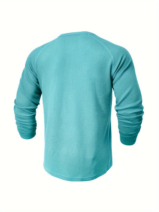 Strukturiertes Henley T-Shirt Herren Kurzarm Basic