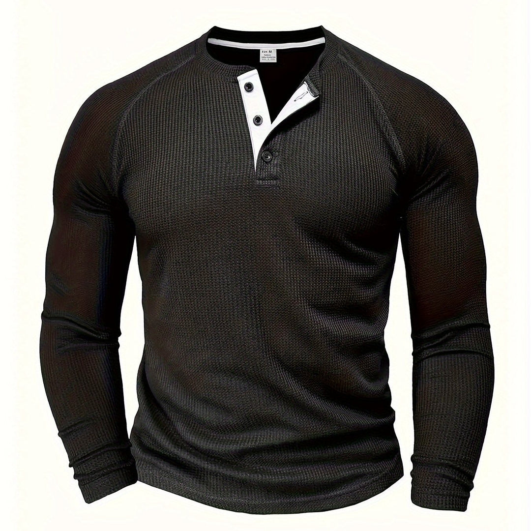 Strukturiertes Henley T-Shirt Herren Kurzarm Basic