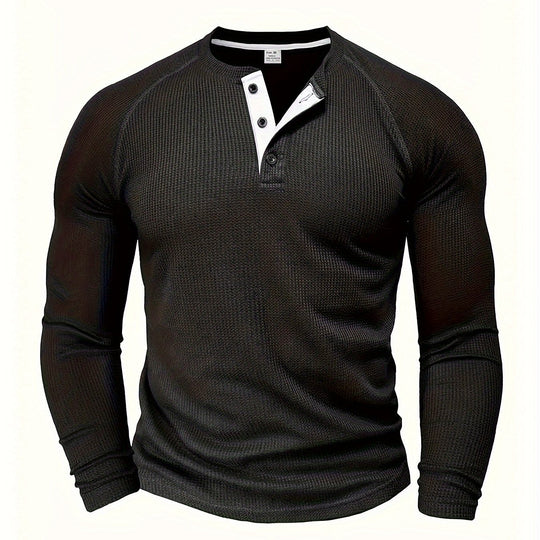 Strukturiertes Henley T-Shirt Herren Kurzarm Basic