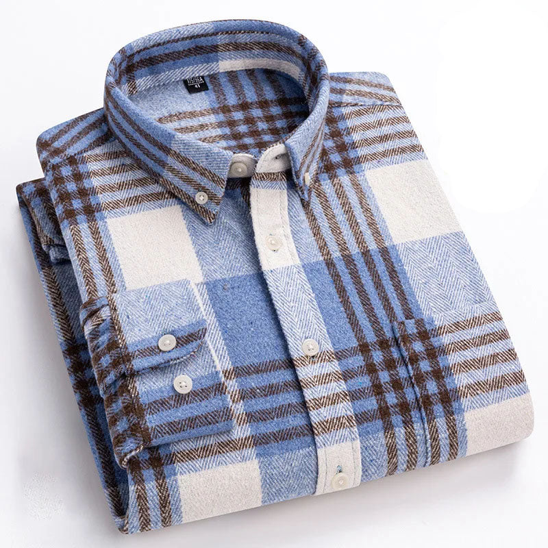 Baumwoll Flanellhemd Herren Langarm Warm Casual Winter