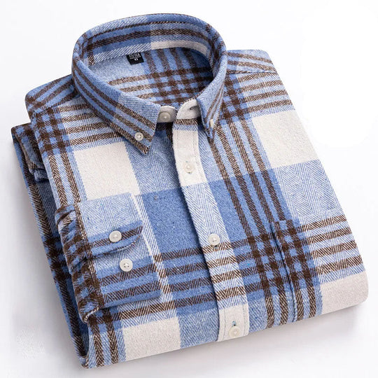 Baumwoll Flanellhemd Herren Langarm Warm Casual Winter