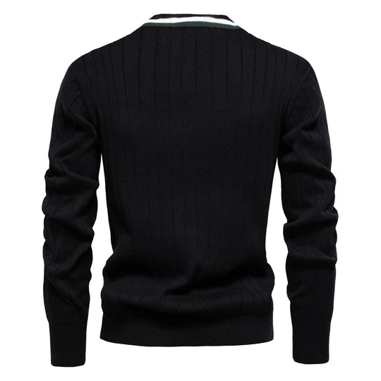 V-Ausschnitt Strick Cardigan Herren Baumwolle Preppy