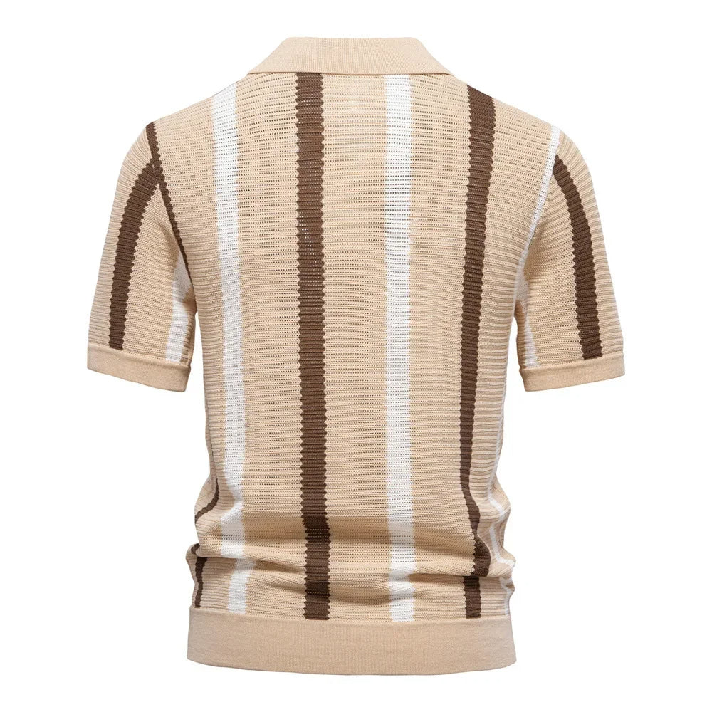 Klassisches Strick Poloshirt Herren Kurzarm Casual Polo