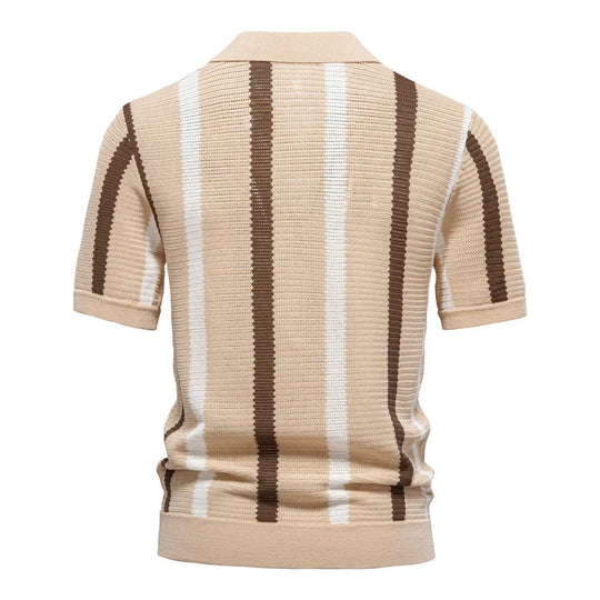 Klassisches Strick Poloshirt Herren Kurzarm Casual Polo