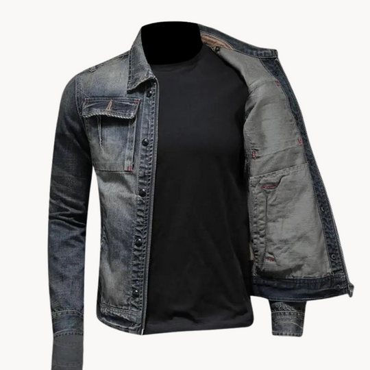 Denim Jacke Herren Jeansjacke Casual Vintage Übergang