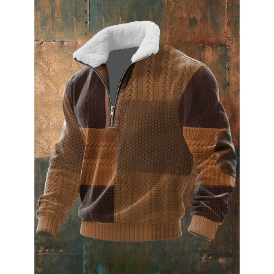 Fleece Stehkragen Pullover Herren Warm Strick Winter