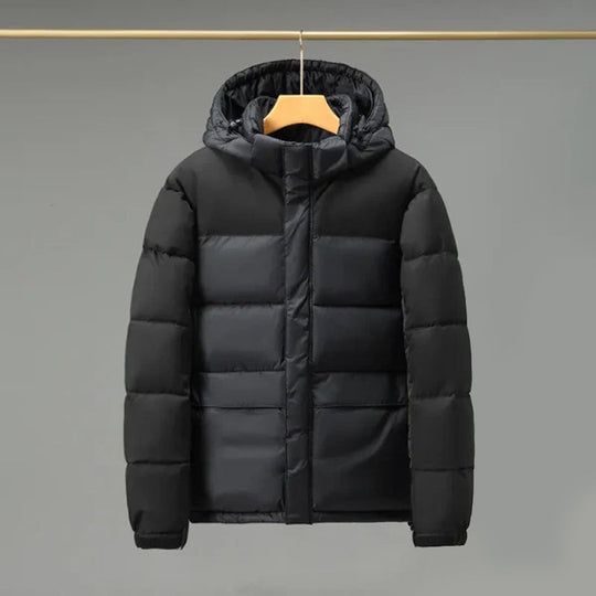 Zweifarbige Steppjacke Herren Kapuze Geräumige Taschen