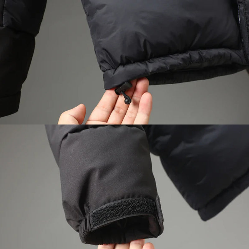 Zweifarbige Steppjacke Herren Kapuze Geräumige Taschen