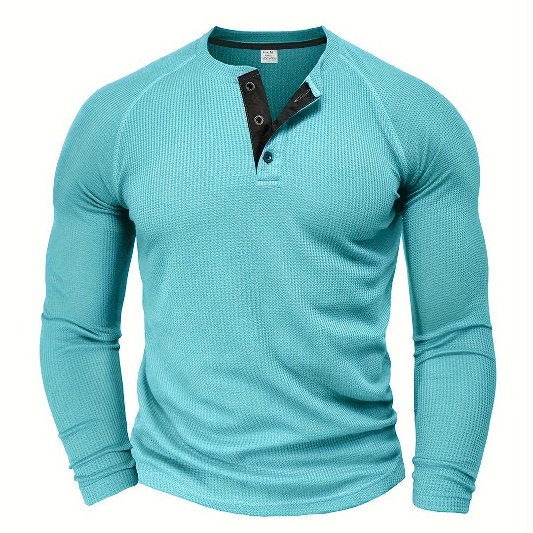 Strukturiertes Henley T-Shirt Herren Kurzarm Basic