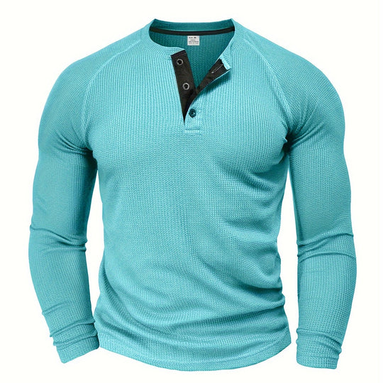 Strukturiertes Henley T-Shirt Herren Kurzarm Basic