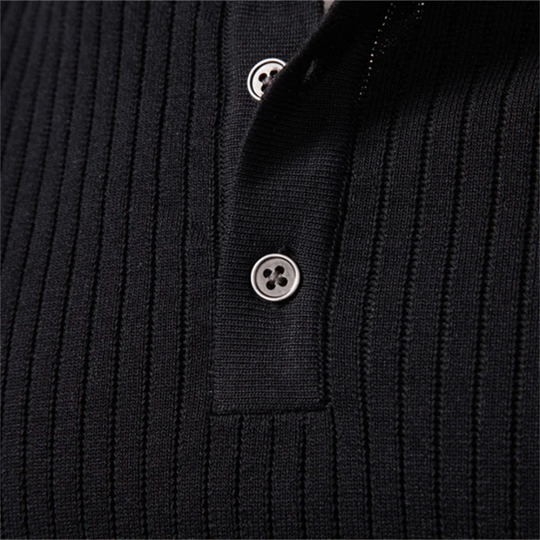 Geripptes Henley Shirt Herren Langarm Strick Casual