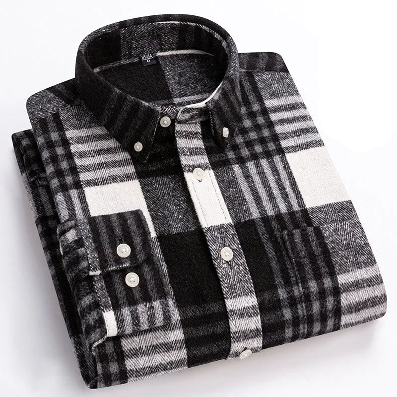 Baumwoll Flanellhemd Herren Langarm Warm Casual Winter