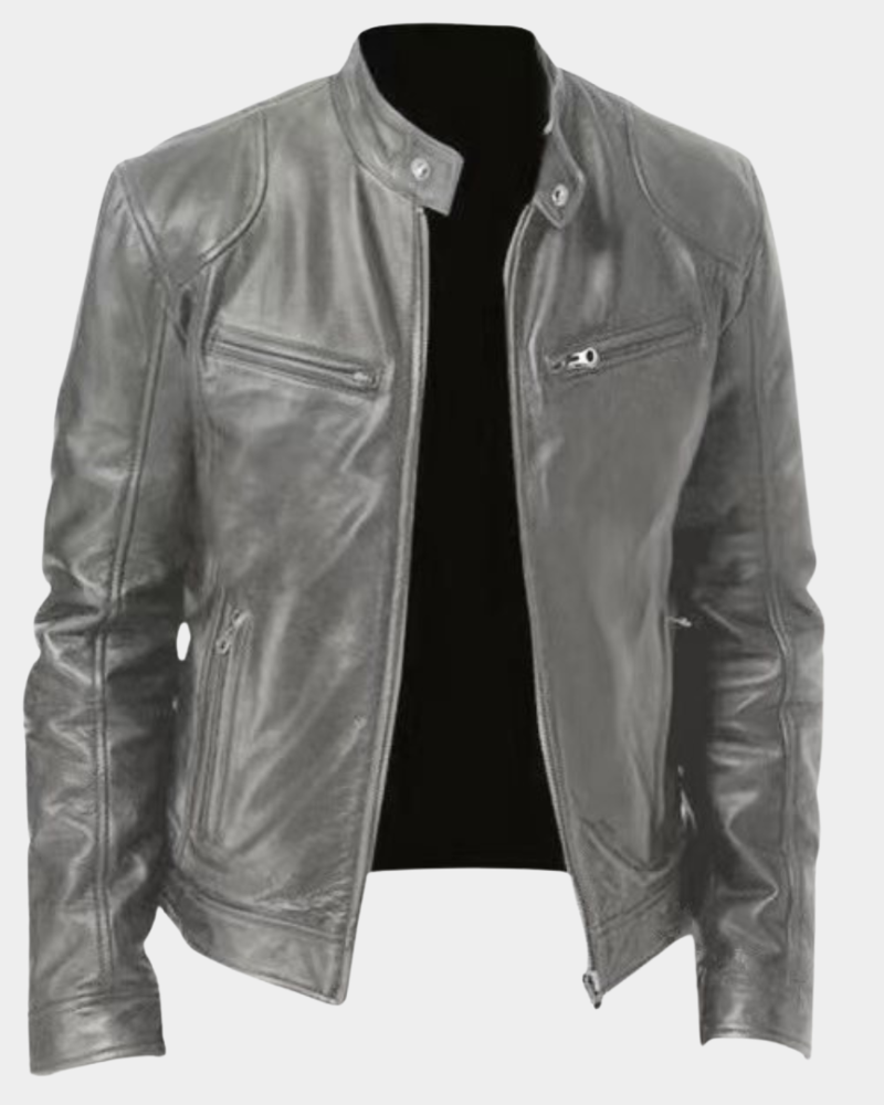 Klassische Rider Lederjacke Herren Bikerjacke Slim Fit
