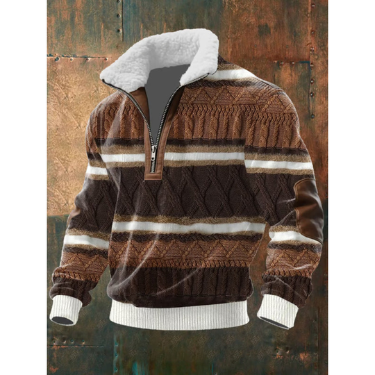 Fleece Stehkragen Pullover Herren Warm Strick Winter