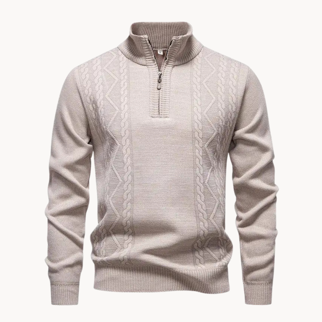 Zip Pullover Herren Strick Sweater Casual Warm Winter