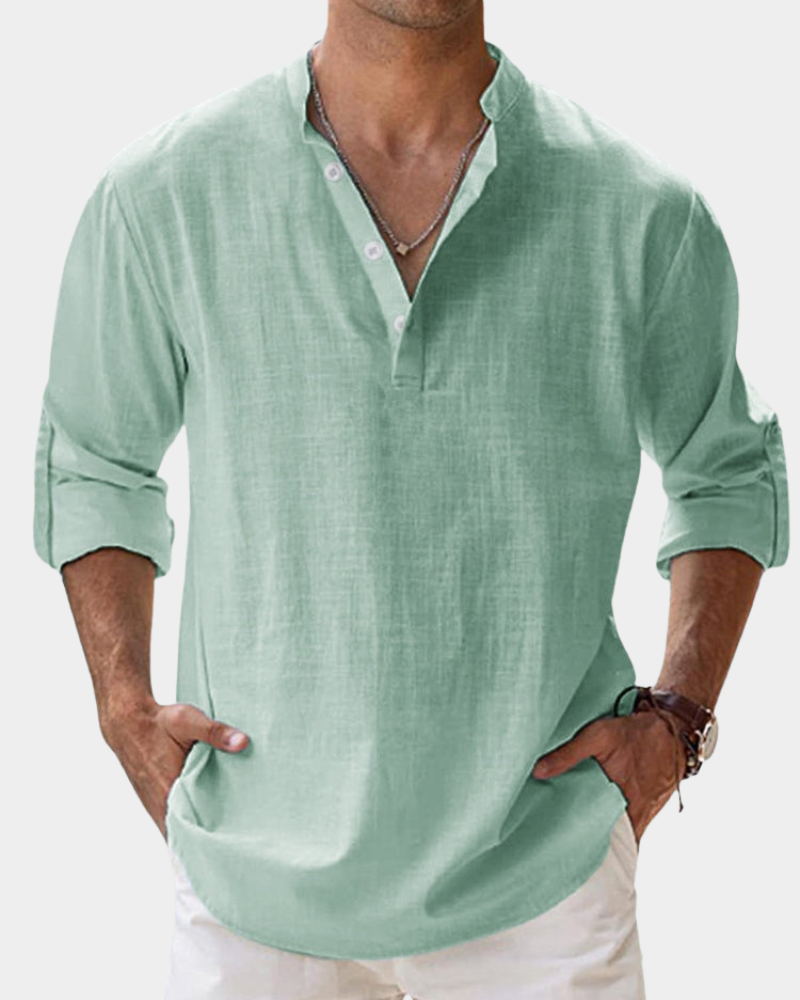Gemütliches Langarm Freizeithemd Herren Casual Sommer