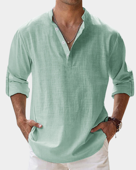 Gemütliches Langarm Freizeithemd Herren Casual Sommer