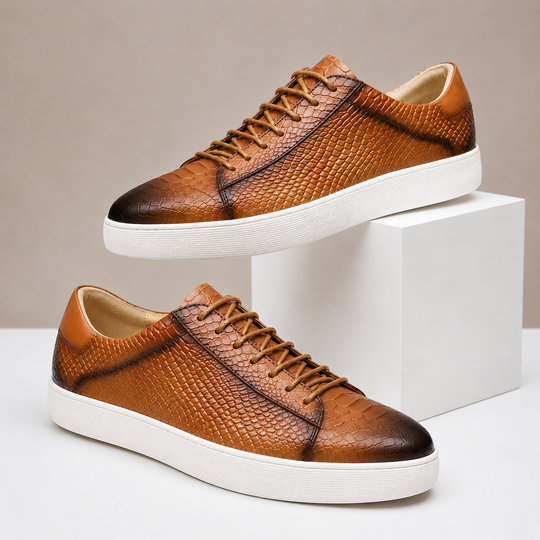 Texturierte Leder Sneaker Herren Business Freizeit