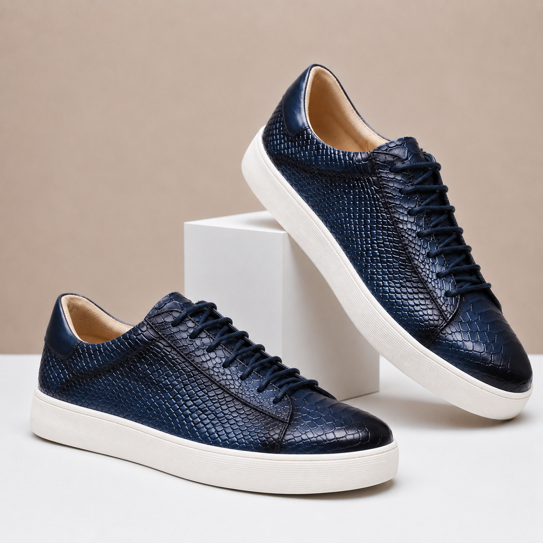 Texturierte Leder Sneaker Herren Business Freizeit