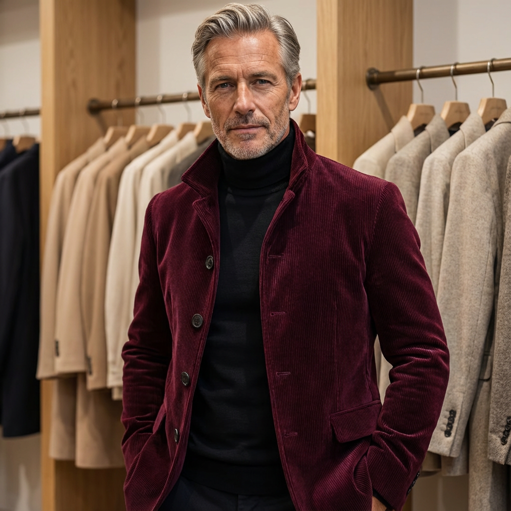 Elegante Jacke Herren Strukturiert Zeitlos Übergangsjacke