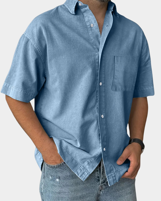 Lässiges Freizeithemd Herren Kurzarm Sommer Casual Hemd