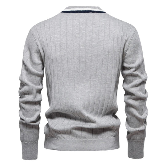 V-Ausschnitt Strick Cardigan Herren Baumwolle Preppy