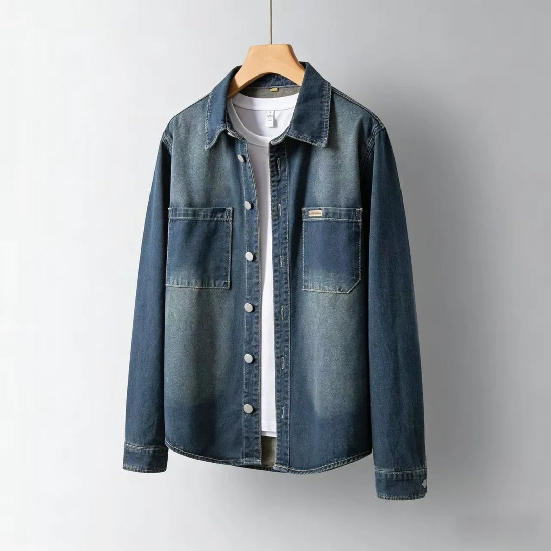 Denim Overshirt Herren Hemdjacke Washed Workwear Jacke