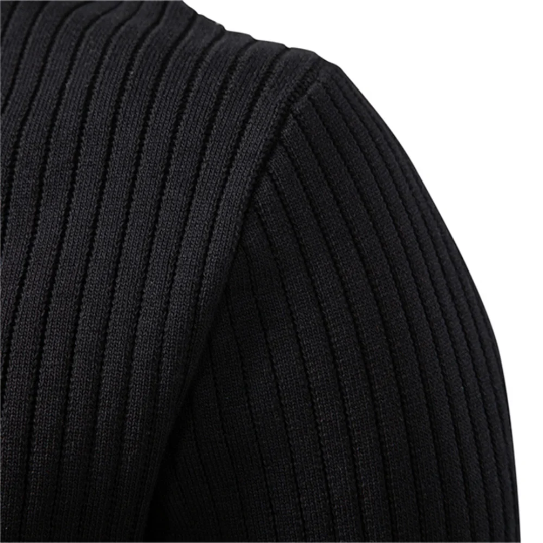 Geripptes Henley Shirt Herren Langarm Strick Casual