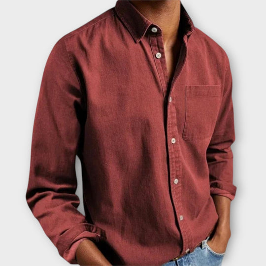 Handwerkliches Hemd Herren Elegant Baumwolle Casual