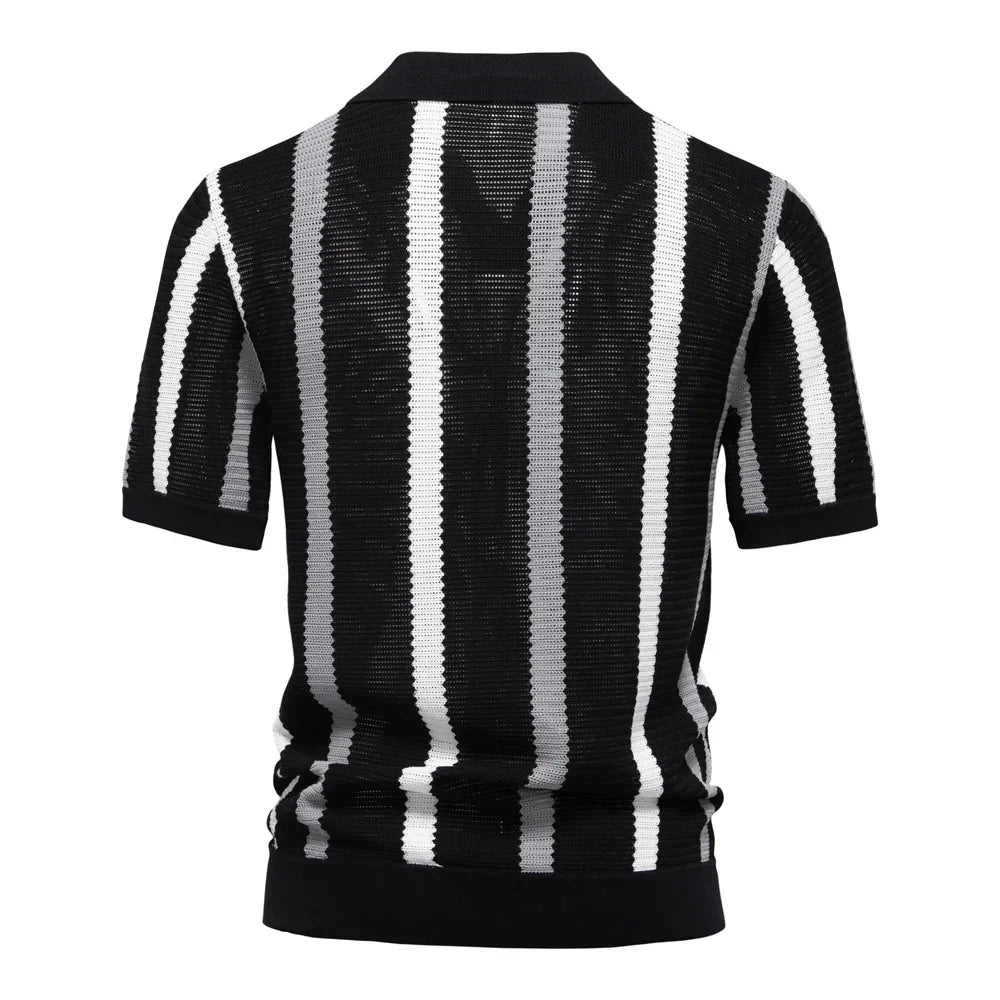 Klassisches Strick Poloshirt Herren Kurzarm Casual Polo