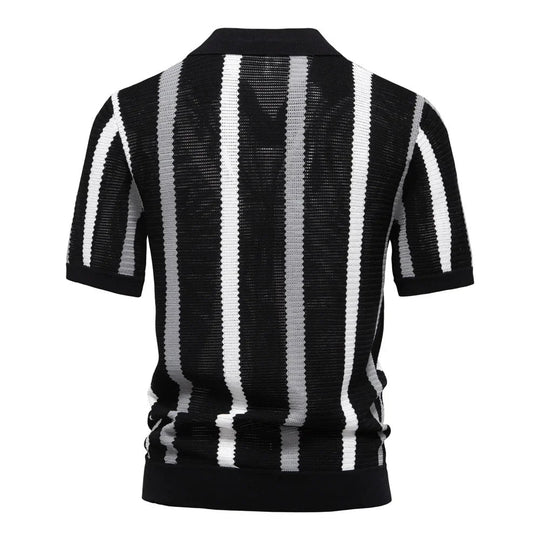 Klassisches Strick Poloshirt Herren Kurzarm Casual Polo