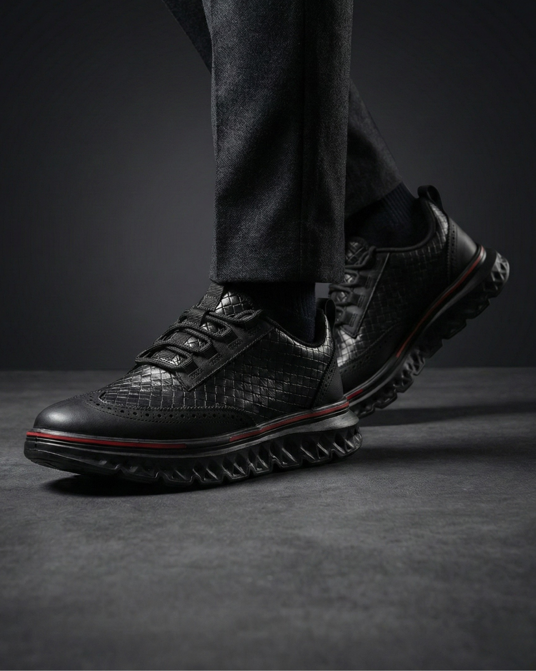 Geflochtene Leder Sneaker Herren Elegant Gepolstert