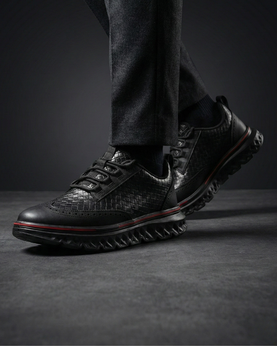 Geflochtene Leder Sneaker Herren Elegant Gepolstert