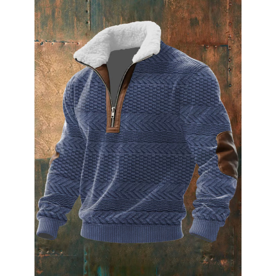 Fleece Stehkragen Pullover Herren Warm Strick Winter