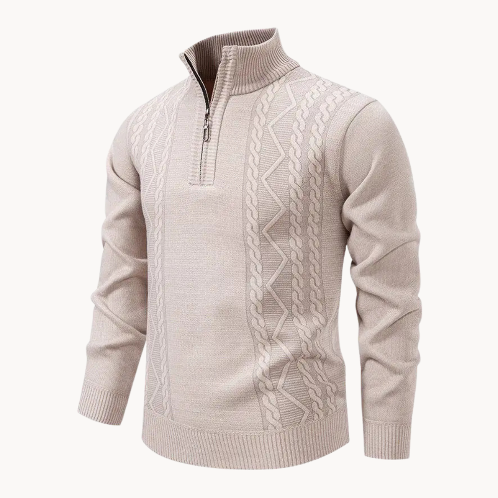 Zip Pullover Herren Strick Sweater Casual Warm Winter