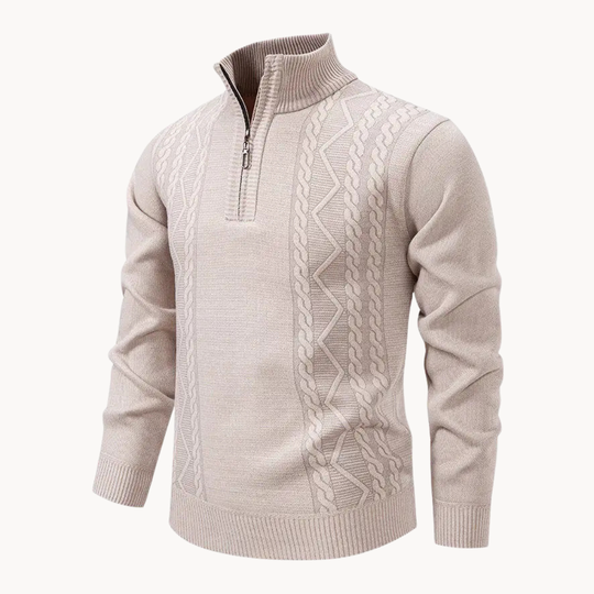 Zip Pullover Herren Strick Sweater Casual Warm Winter