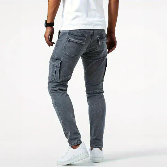 Cargo Denim Jeans Herren Stretch Utility Hose Casual