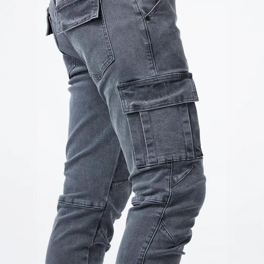 Cargo Denim Jeans Herren Stretch Utility Hose Casual