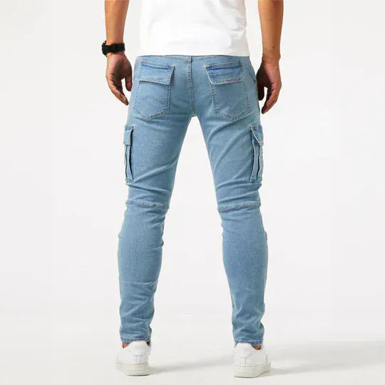 Cargo Denim Jeans Herren Stretch Utility Hose Casual