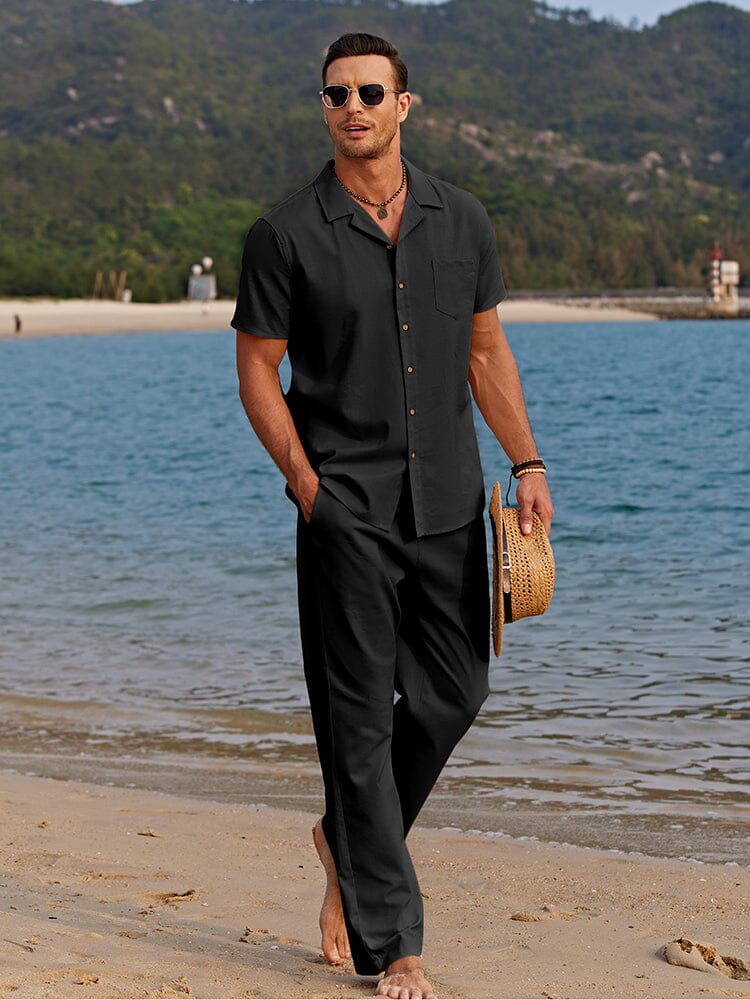 Herren Leinen-Zweiteiler-Set – Leinenhemd mit passender Leinenhose
