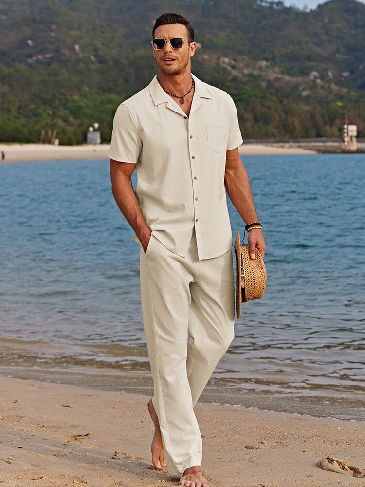 Herren Leinen-Zweiteiler-Set – Leinenhemd mit passender Leinenhose