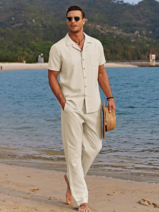 Herren Leinen-Zweiteiler-Set – Leinenhemd mit passender Leinenhose