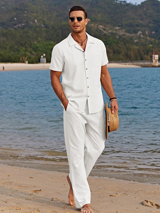 Herren Leinen-Zweiteiler-Set – Leinenhemd mit passender Leinenhose