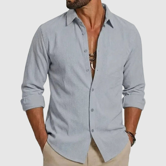 Langarm Button-Up Baumwollhemd Herren Sommer Casual