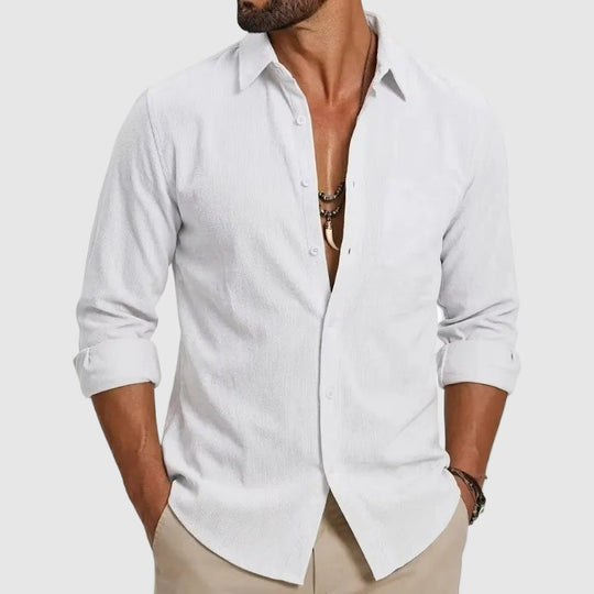 Langarm Button-Up Baumwollhemd Herren Sommer Casual