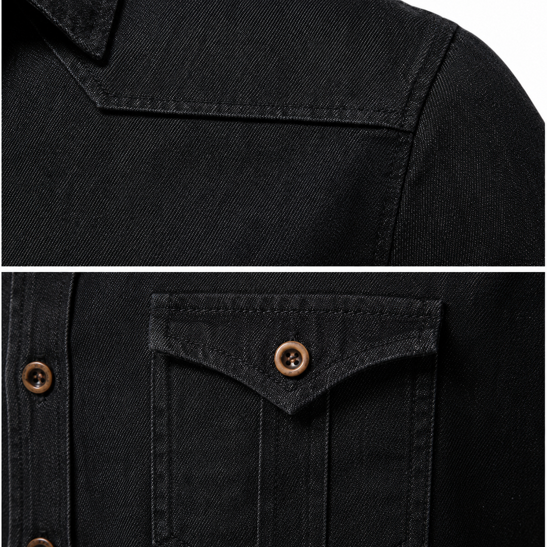 Tailliertes Denim Hemd Herren Button-Up Baumwolle