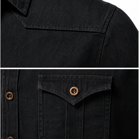 Tailliertes Denim Hemd Herren Button-Up Baumwolle