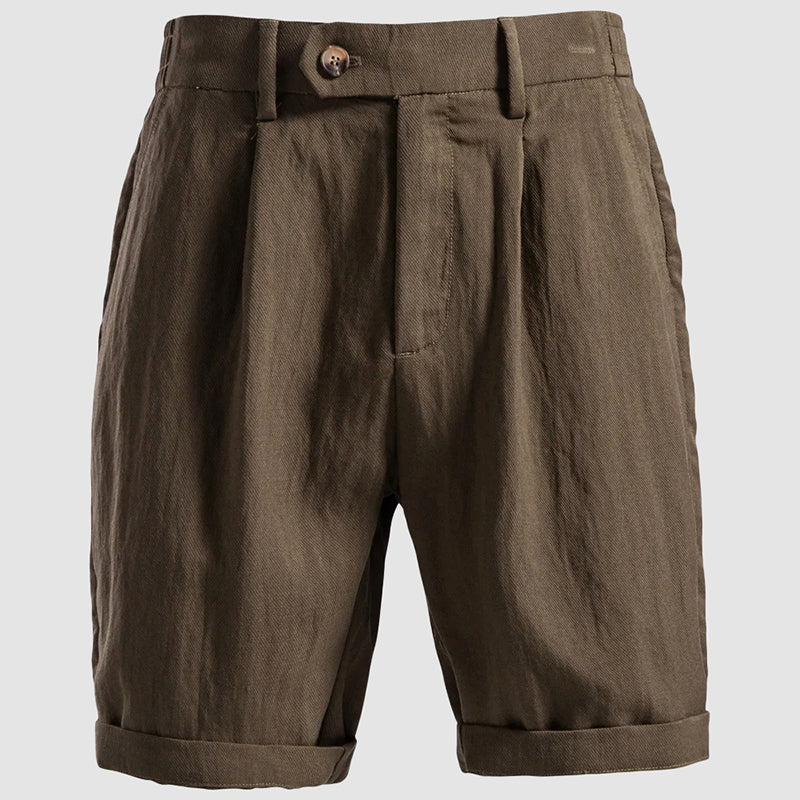 Bundfalten Chino Shorts Herren Lyocell Sommer Tailliert